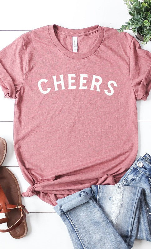 Distressed Cheers Graphic Tee T-Shirt PLUS