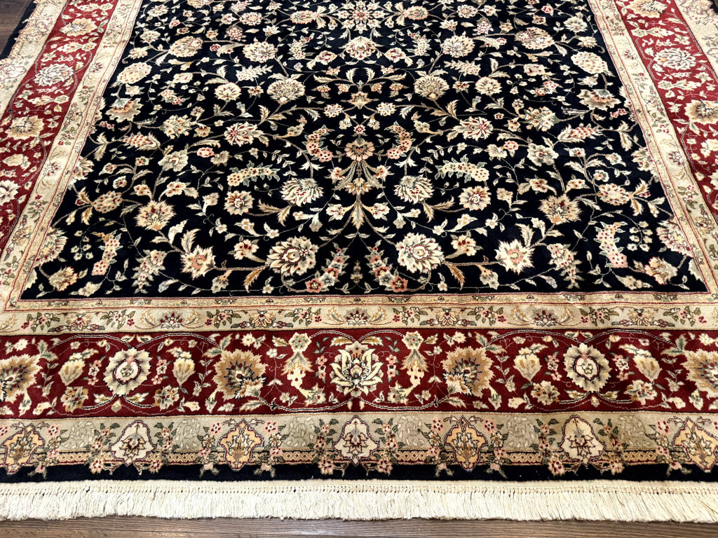 Sino Persian Rug 8x10, Black and Red, Floral Allover