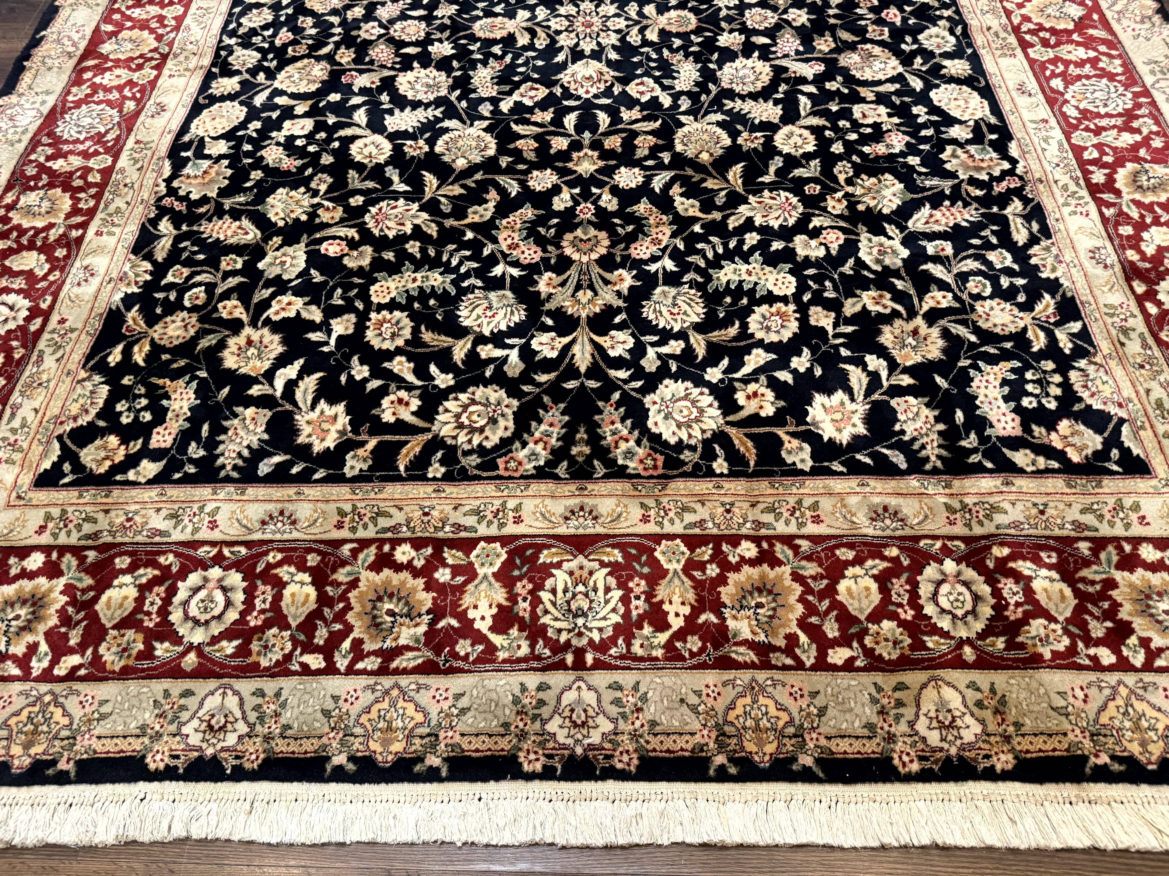 Sino Persian Rug 8x10, Black and Red, Floral Allover