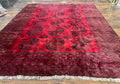 Afghan Turkoman Rug 9x10, Red Beshir Carpet, Tribal, Wool, Antique