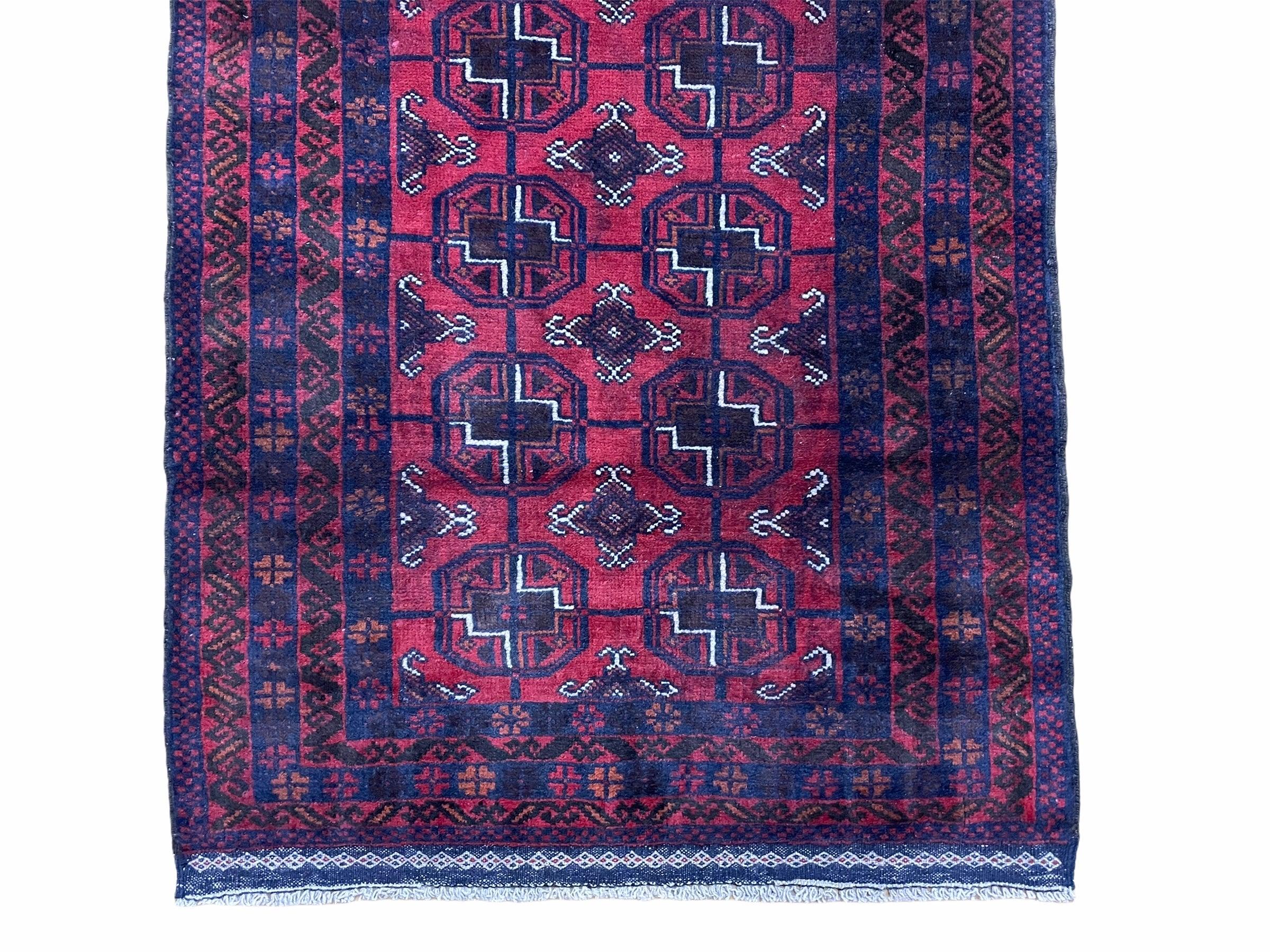 3 X 5 Vintage Handmade Tribal Wool Rug Balouchi Rug Afghan Rug Red Beige Nice
