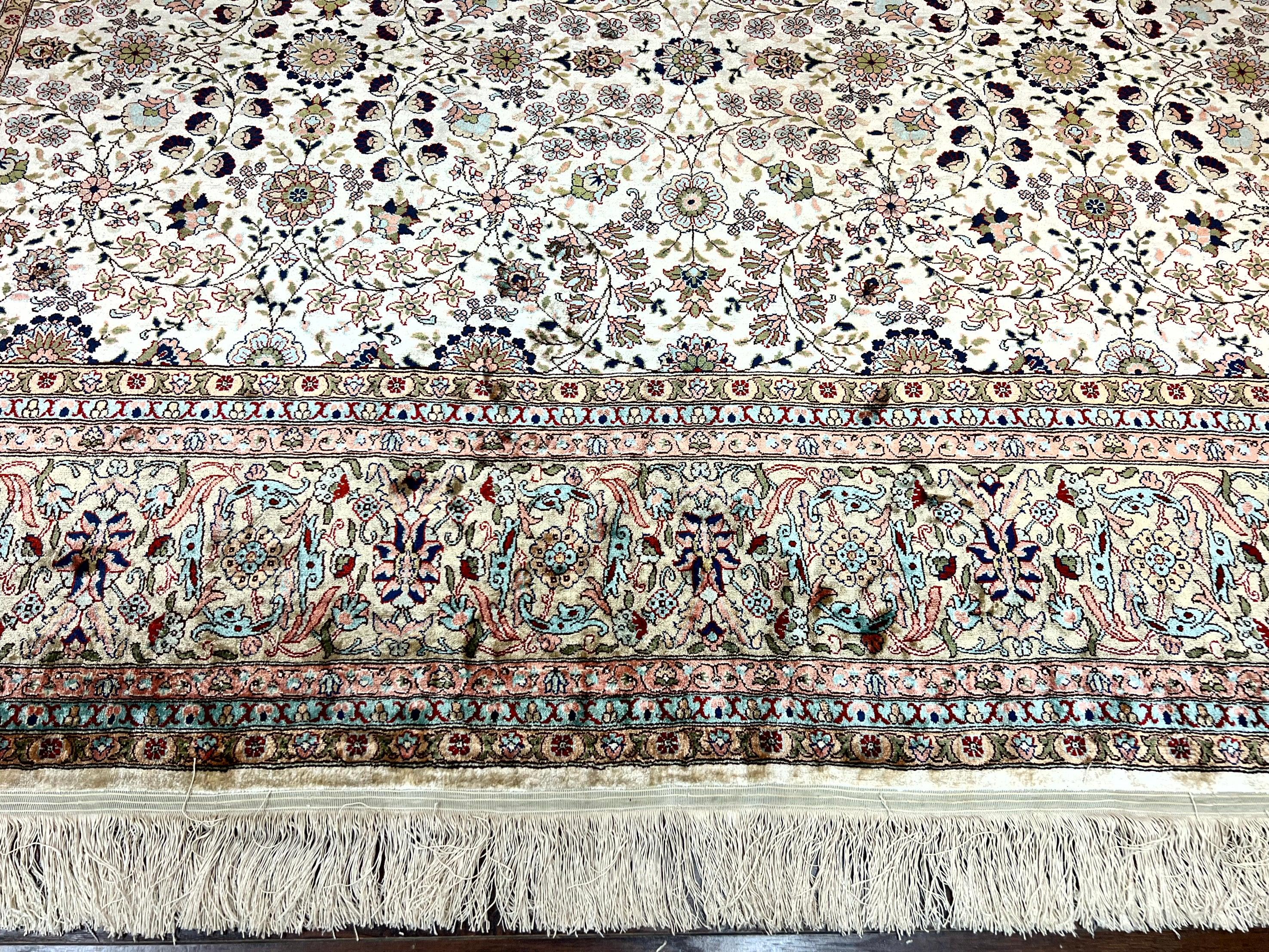 Wonderful Turkish Silk Rug 8x12, Handmade, Fine 320 KPSI