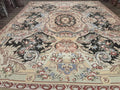 Wonderful Needlepoint Rug 10x14, Large Aubusson Carpet, Floral, Elegant, European Design