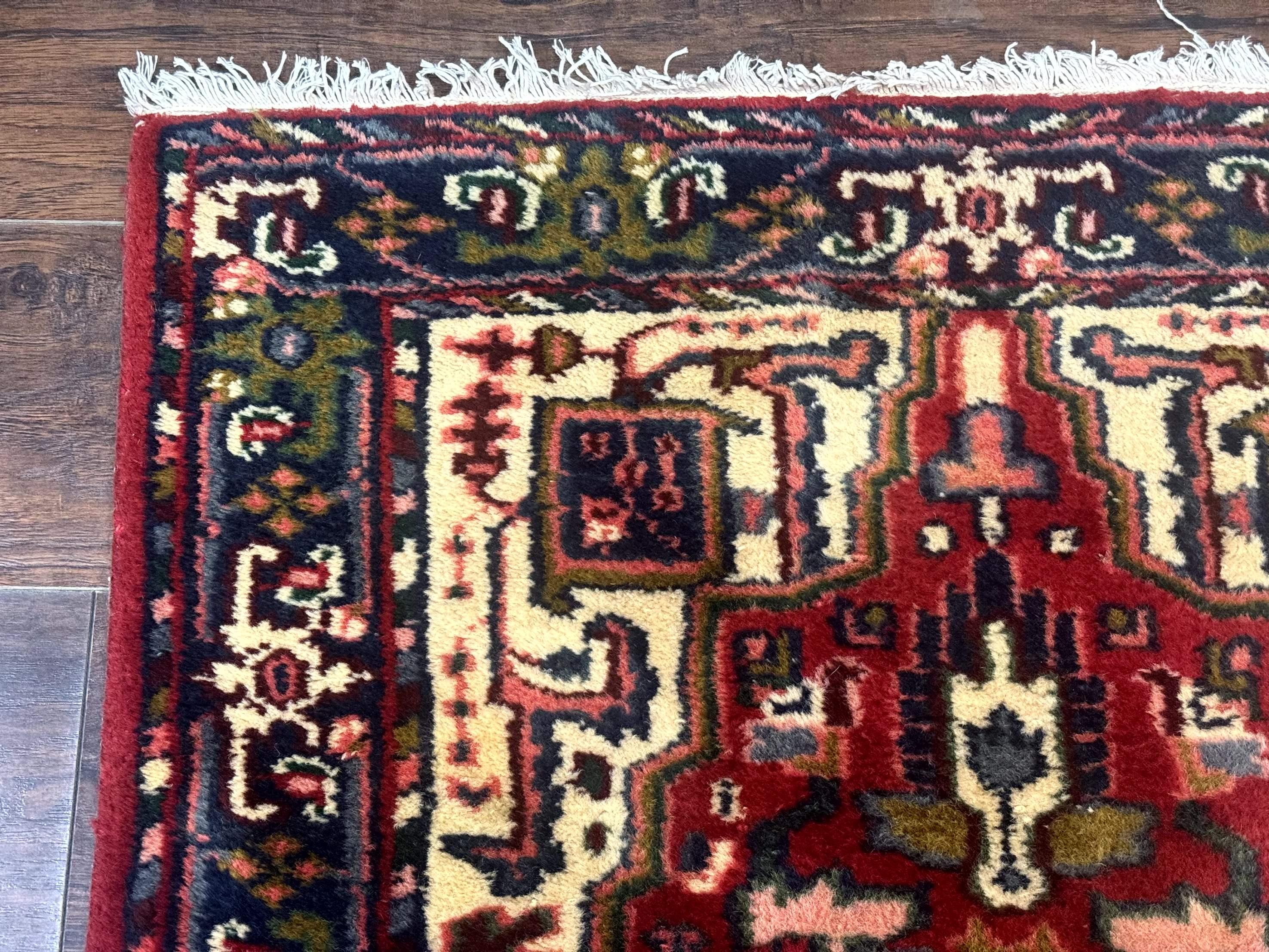 Indo Persian Heriz Runner Rug 3 x 17, Geometric Long Runner Carpet for Hallway, Medallions, Wool Runner Rug 3x17