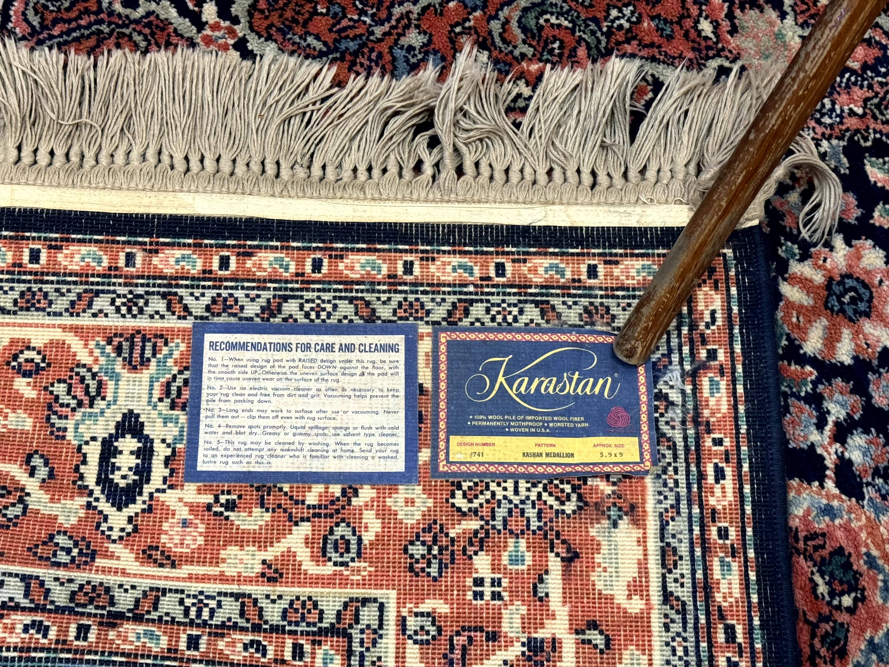 Karastan Rug 5.9 x 9, Kashan Medallion #741, Original Collection 700 Series, Discontinued, Wool Pile