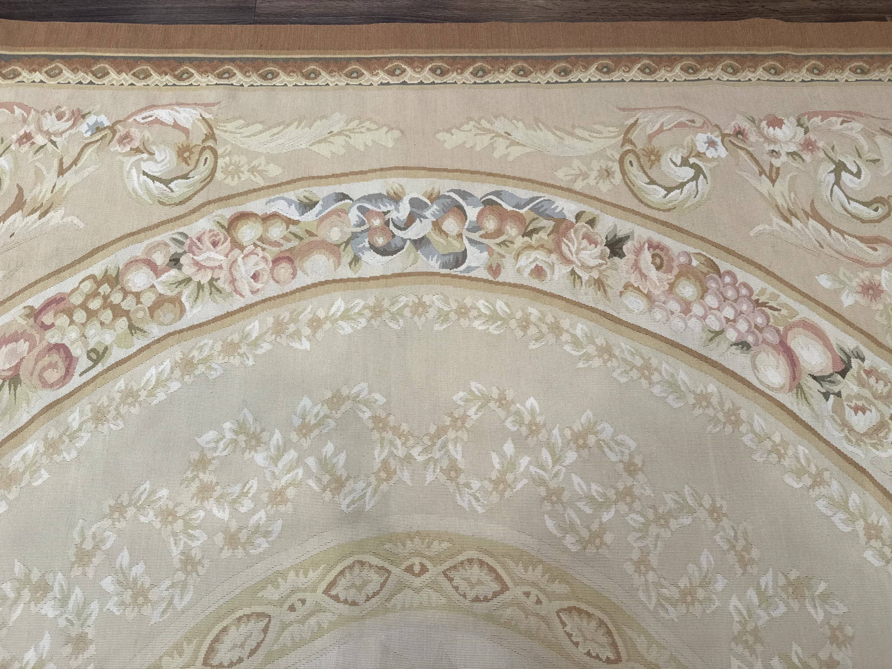Aubusson Rug 9x12, French European Design, Floral, Elegant