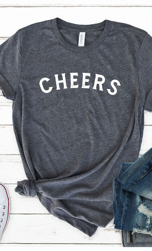 Distressed Cheers Graphic Tee T-Shirt PLUS