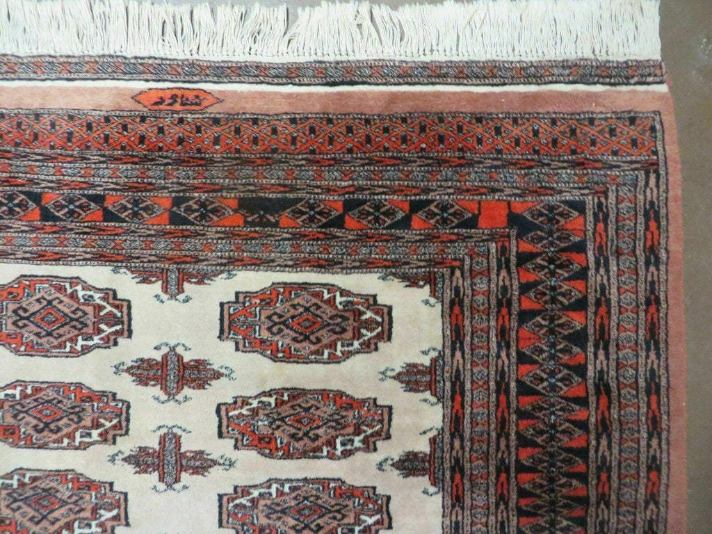 4' X 6' Vintage Handmade Bokhara Turkoman Pakistan Wool Rug Carpet Nice