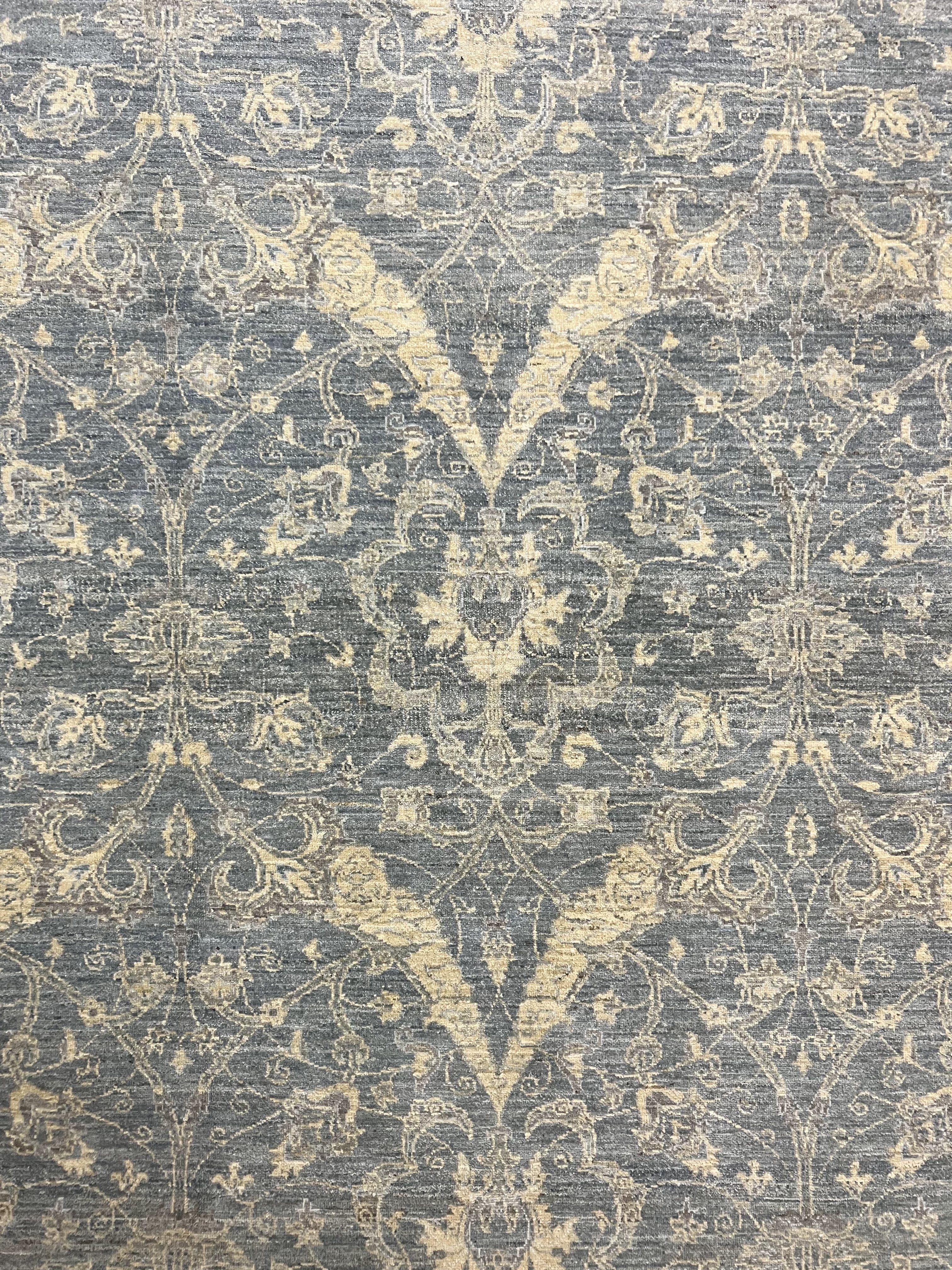 Contemporary Pakistani Rug 5 x 6.6, Handmade Floral Wool Rug, Spanish Pattern