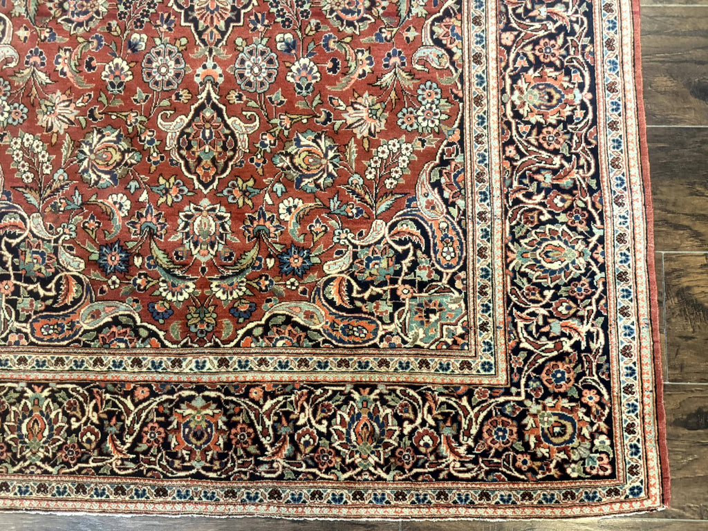 Persian Kashan Rug 4x7, Red, Floral Medallion, Vintage, Wool