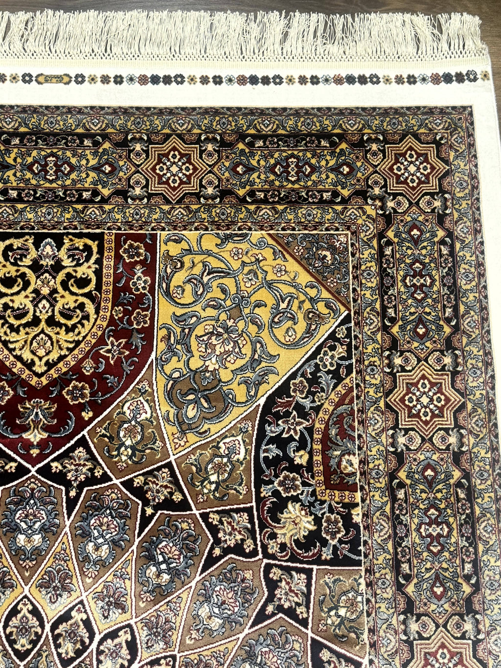 Turkish Silk Rug 4x6, Dome Design, Memluk Carpet, Bamboo Silk, New
