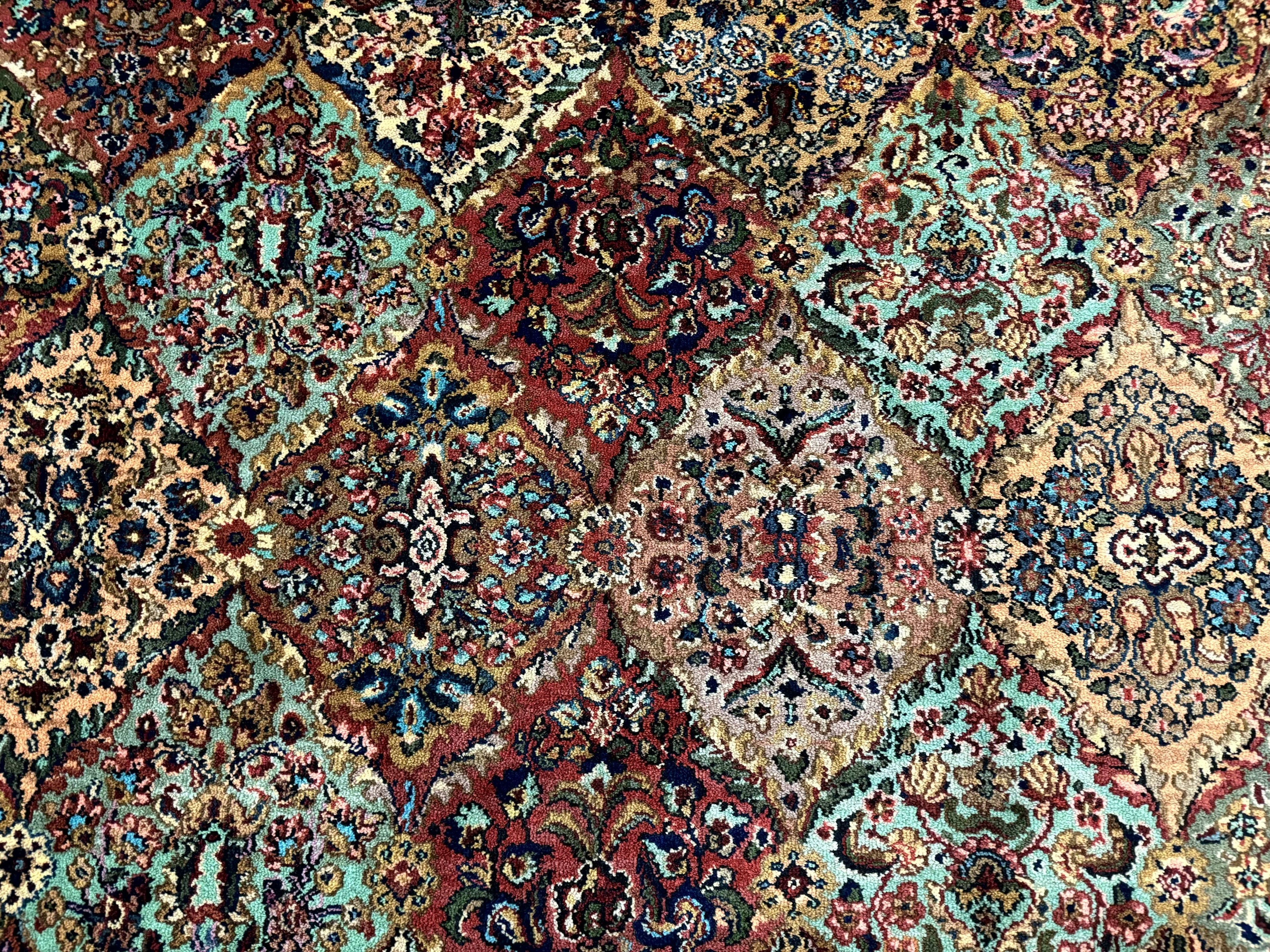 Karastan Rug Multicolor Panel Kirman #717, 8.8 x 12 Karastan Carpet, Vintage Multipanel Kirman, Original 700 Series, Wool, Vintage