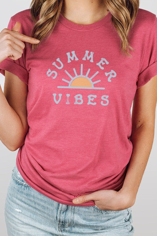 Summer Vibes Sunset Fun Vacation Graphic Tee T-Shirt