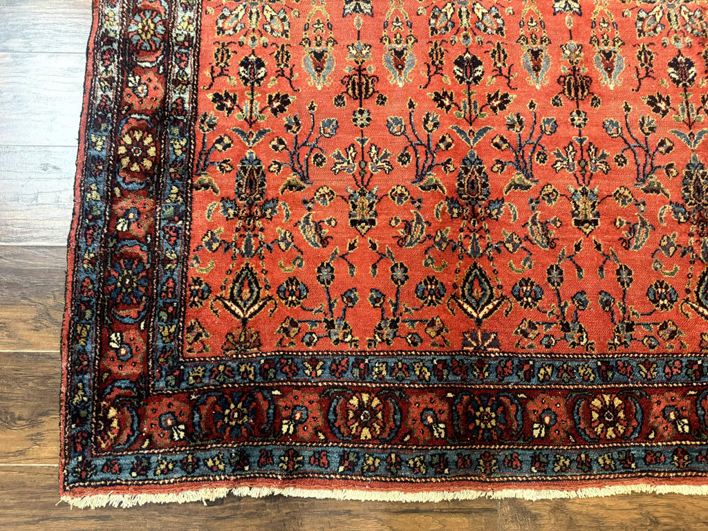 Antique Persian Tribal Rug 5 x 6.6, Tomato Red, Hamadan Angelas Rug