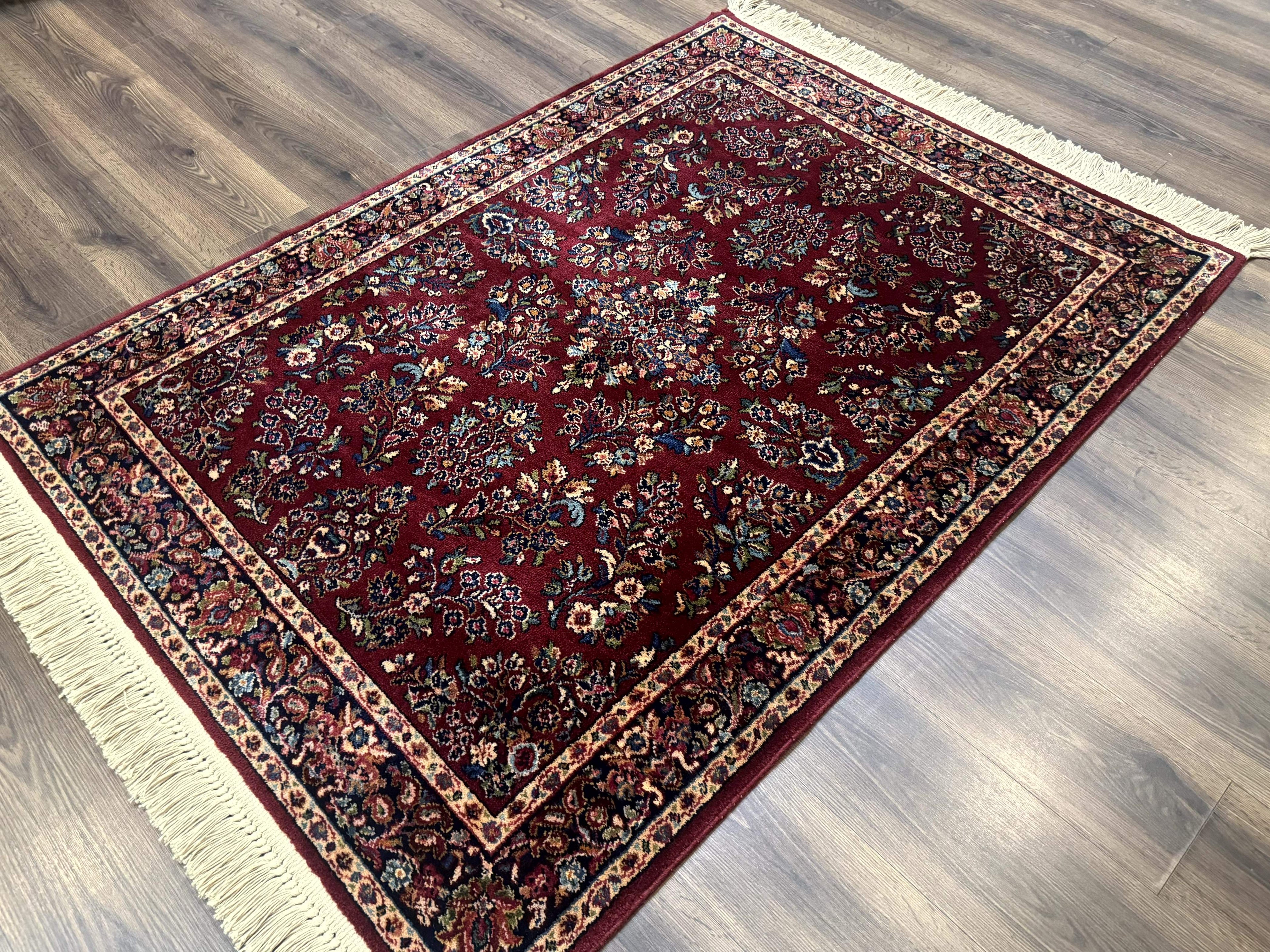 4x6 Karastan Rug Red Sarouk #785, Wool Pile Original 700 Series, Vintage Discontinued
