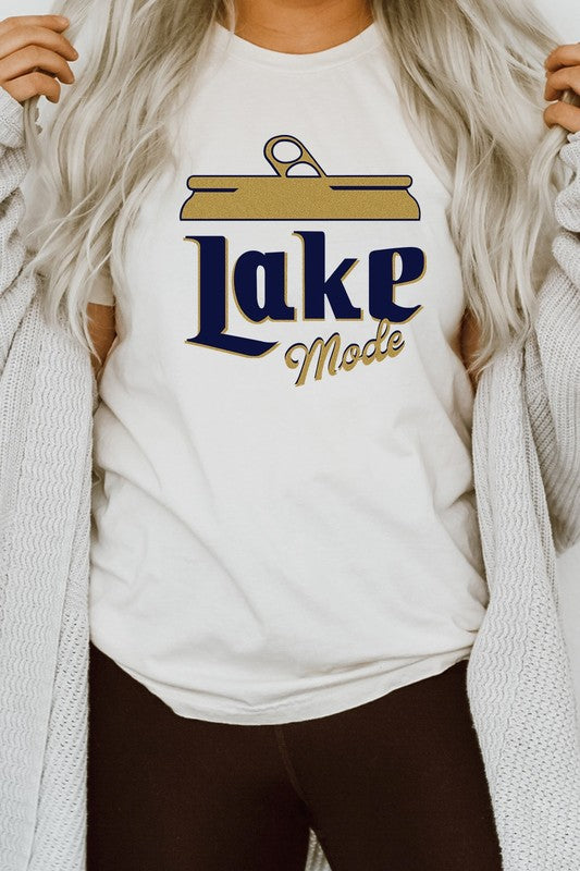 Lake Mode Beer Can Summer Vacation Graphic Tee T-Shirt