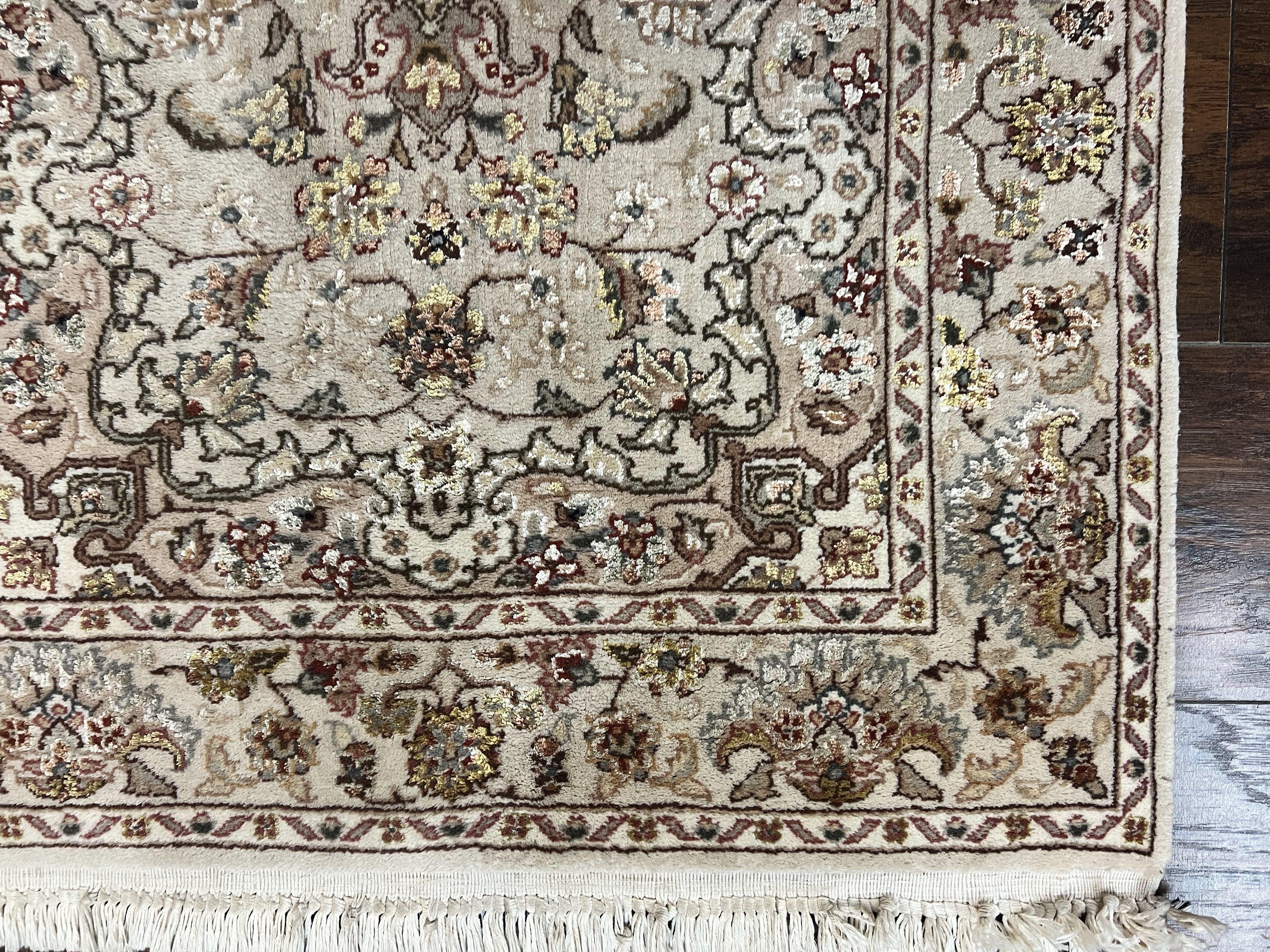 Sino Persian Rug 2.5 x 4, Hand Knotted Oriental Carpet, Small Persian Rug, Floral Medallion, Wool, Vintage