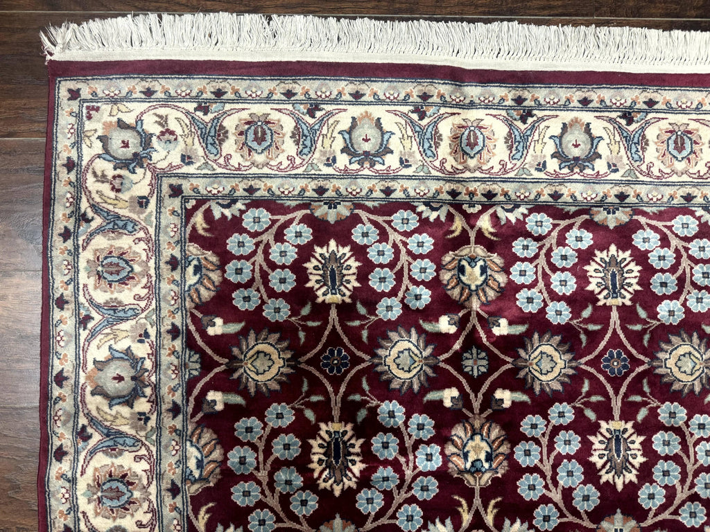 Pak Persian Rug 4x6, Floral Allover, Vintage Wool Carpet, Plum and Ivory