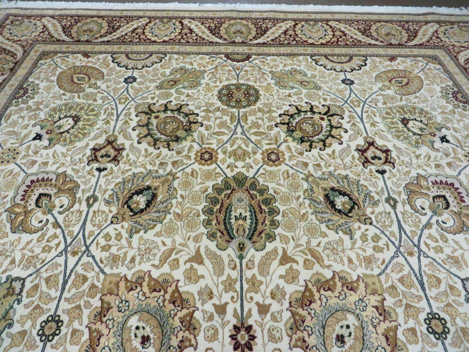 9' X 12' Vintage Handmade Wool Rug Pakistani Floral Design Nice Vegetable Dye