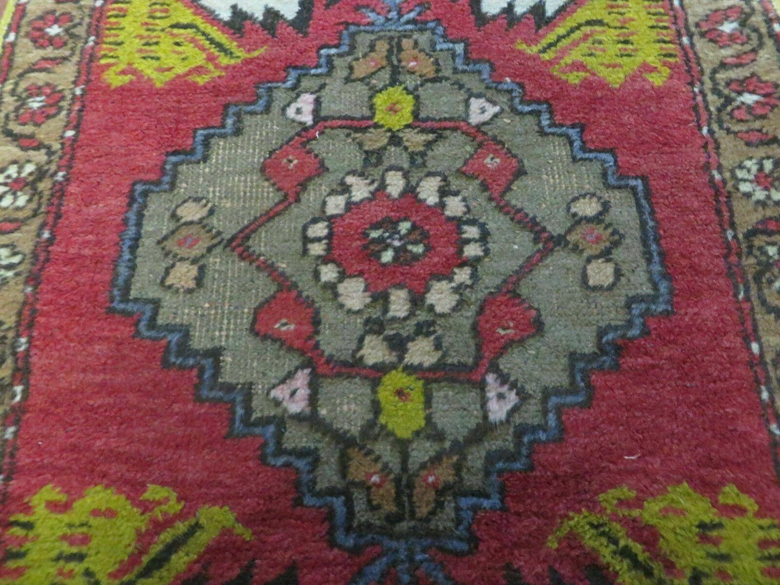 20" X 38" Antique Handmade Turkish Oushak Oshak Yastik Wool Rug Mat Turkey Nice