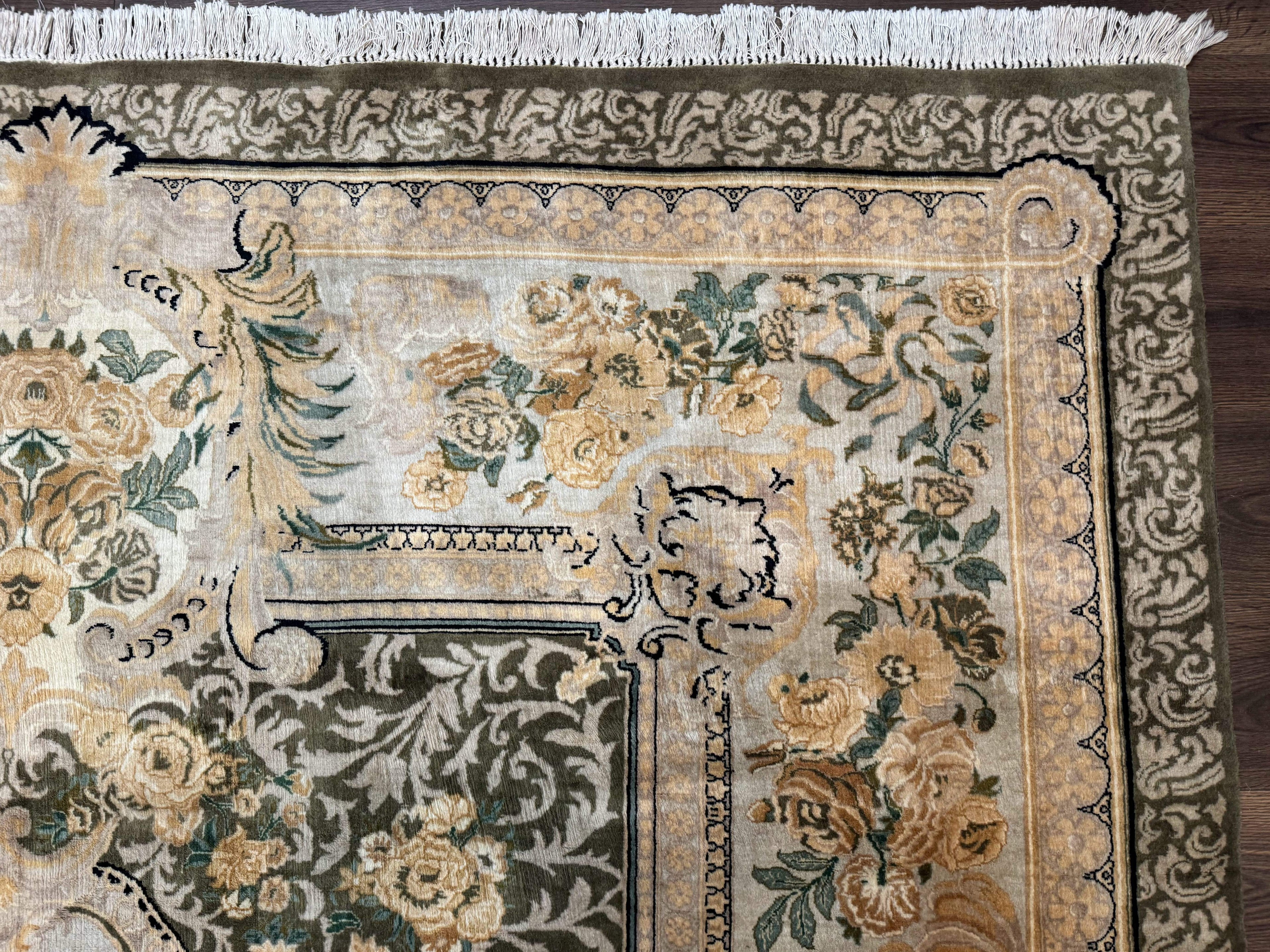 Aubusson Rug 8x10, Very Fine 225 KPSI, Floral, French European Design, Pakistani Carpet