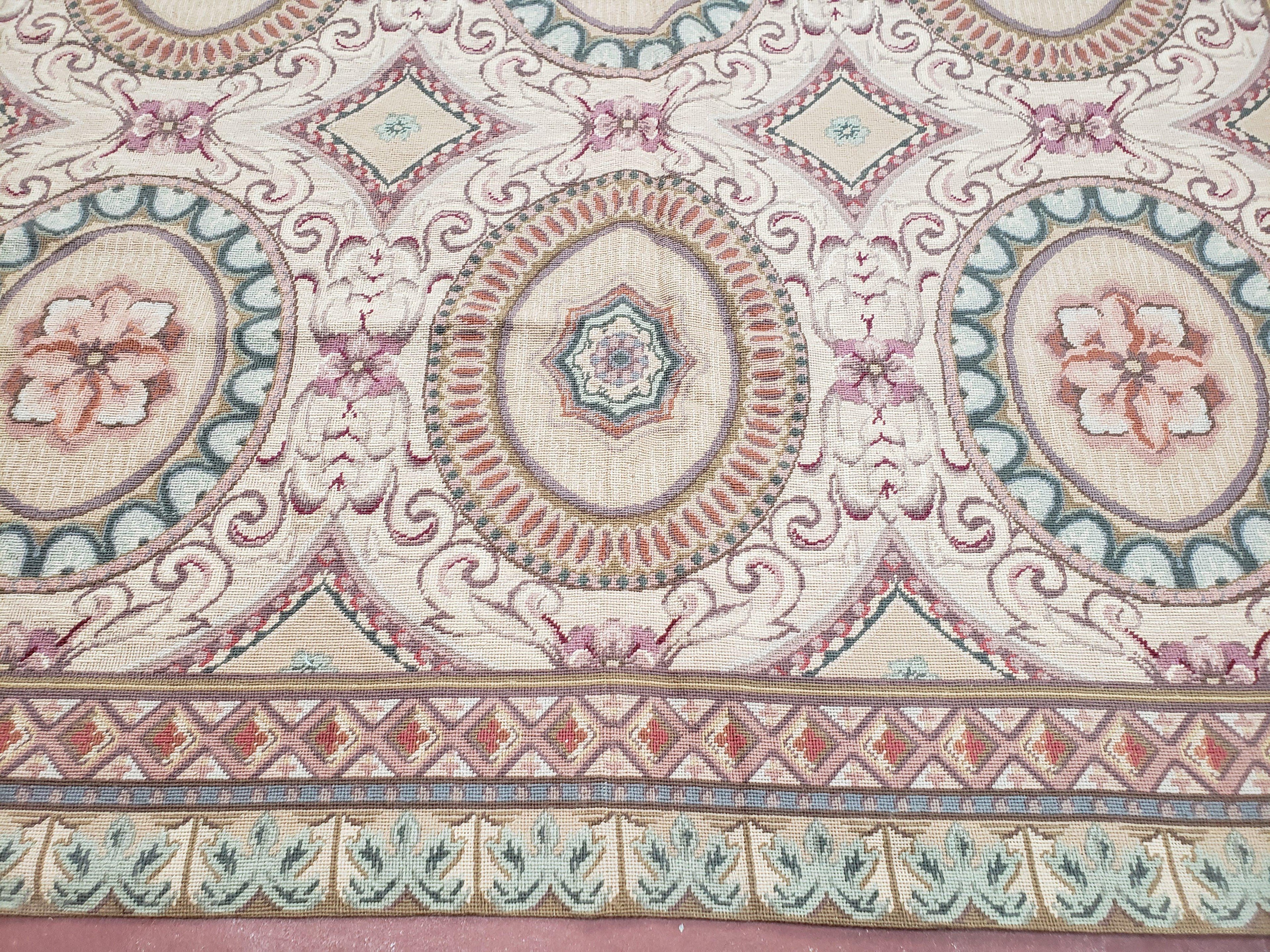 New Needlepoint Rug, 6x9 Needlepoint Carpet, Flatweave Rug, Vicotorian French European English Decor, Elegant Rug for Living Room, Handmade