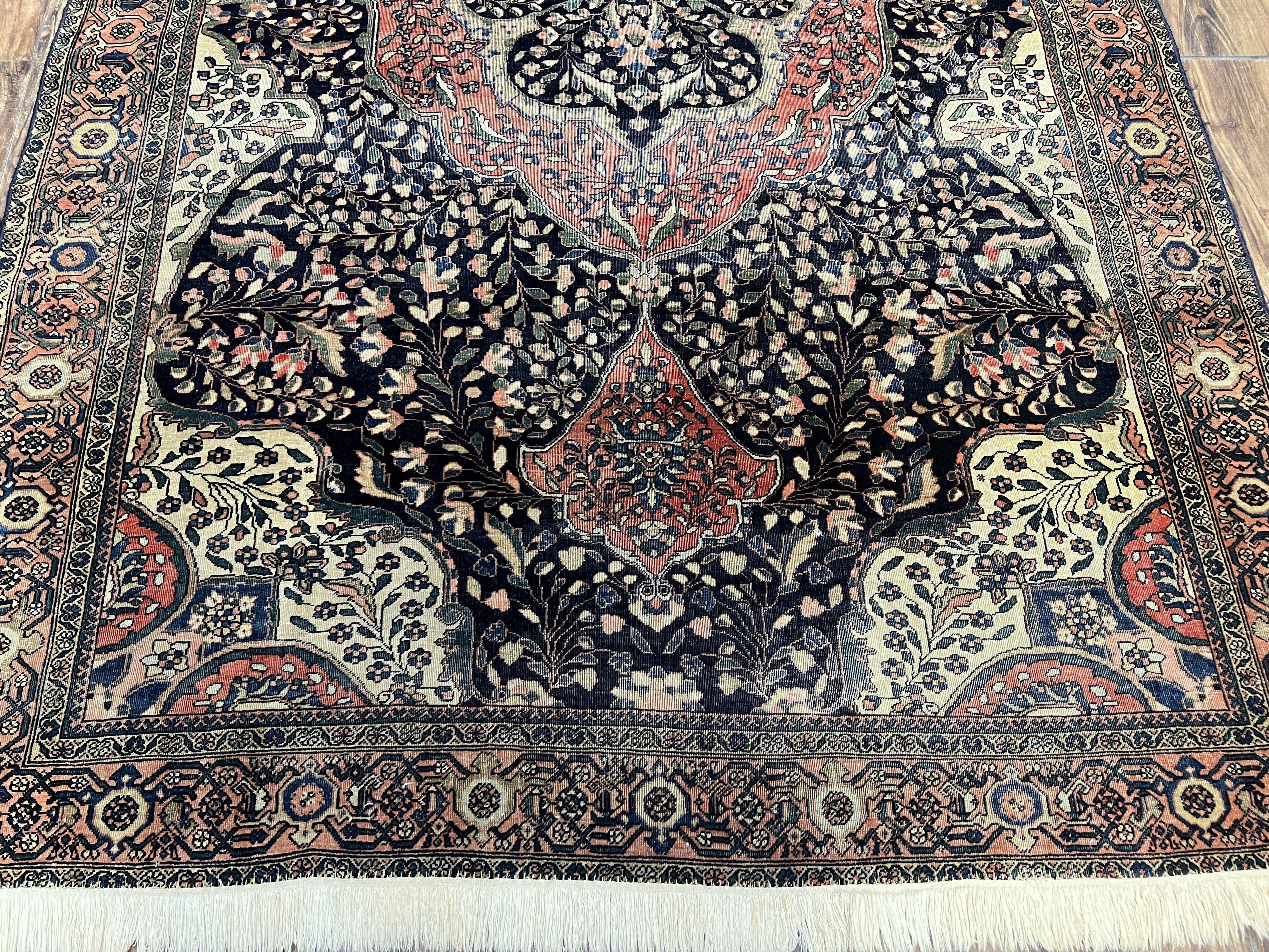 Antique Persian Sarouk Farahan Rug 4x7, Collectible Persian Carpet