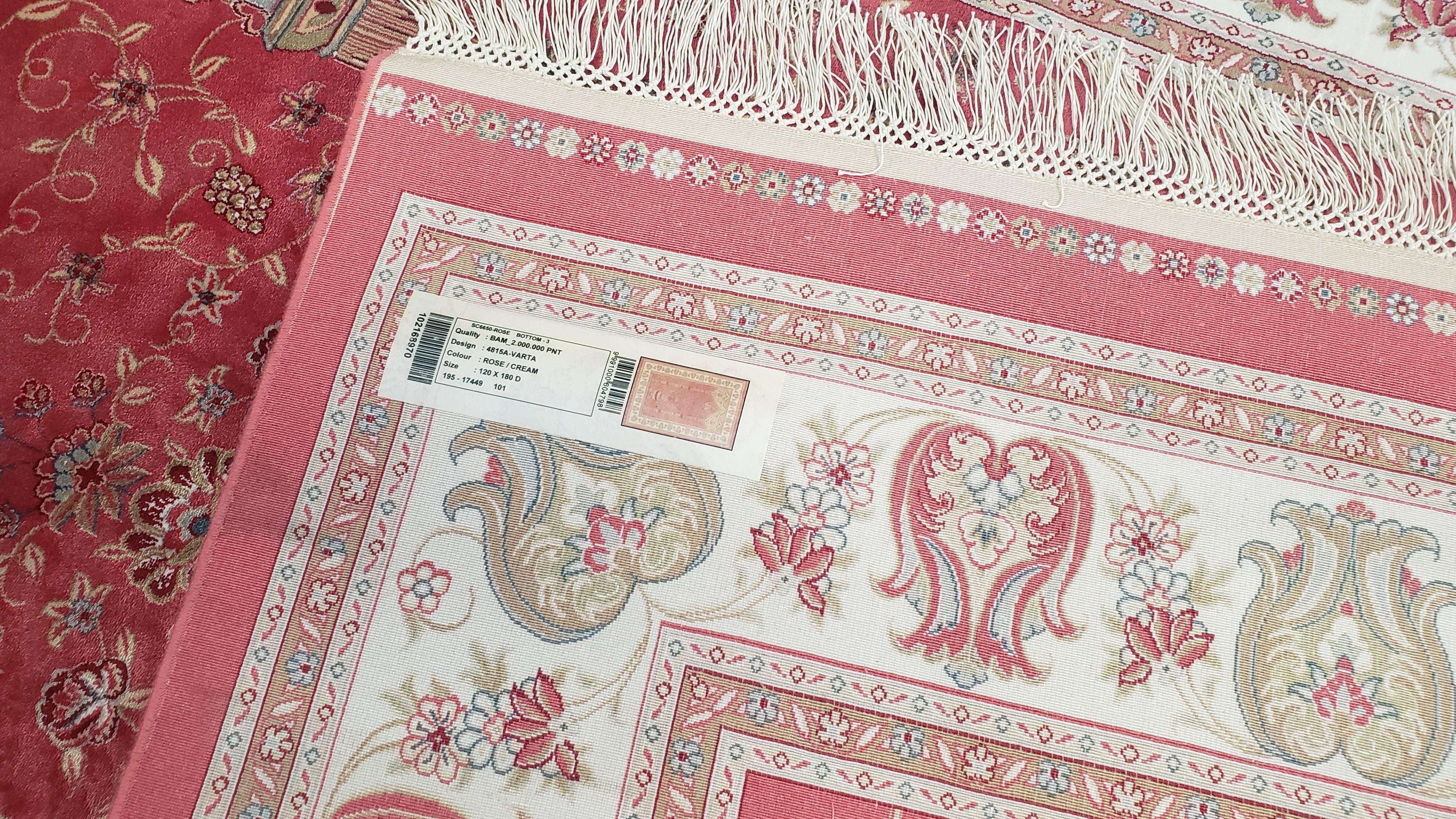 4 x 6 Silk Carpet Red, Traditional Oriental Rug 4x6, Flower Vase Columns, Turkish Rug New, High Quality, Bamboo Silk, Area Rug