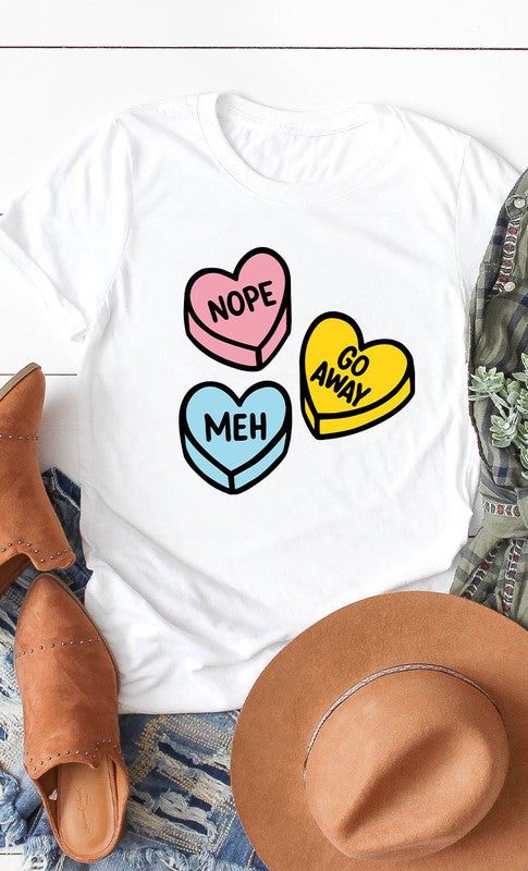 Sarcastic Candy Hearts Graphic Tee T-Shirt PLUS