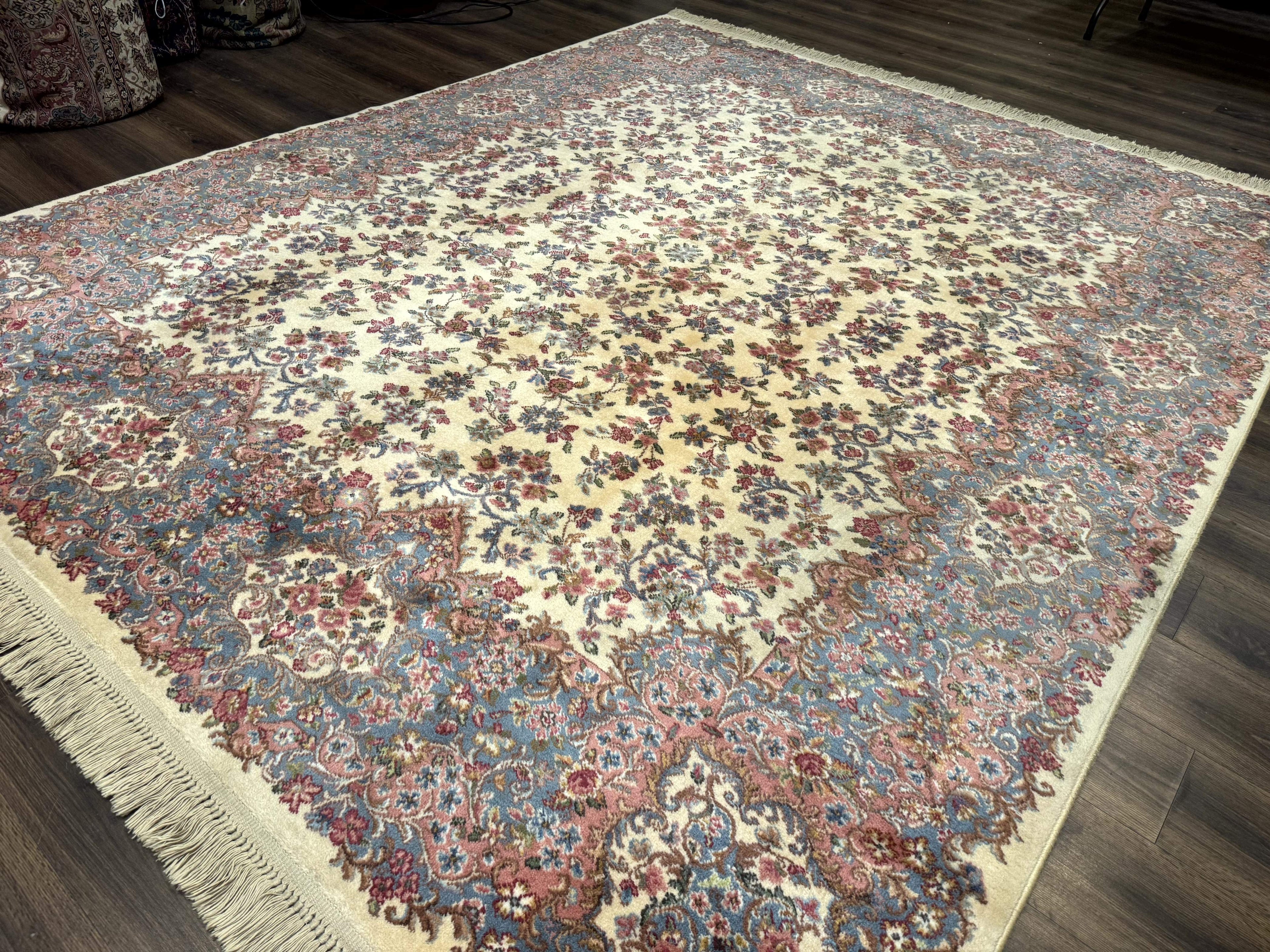8.8 x 10.6 Karastan Kirman Rug #788, Wool Vintage Discontinued Floral Carpet