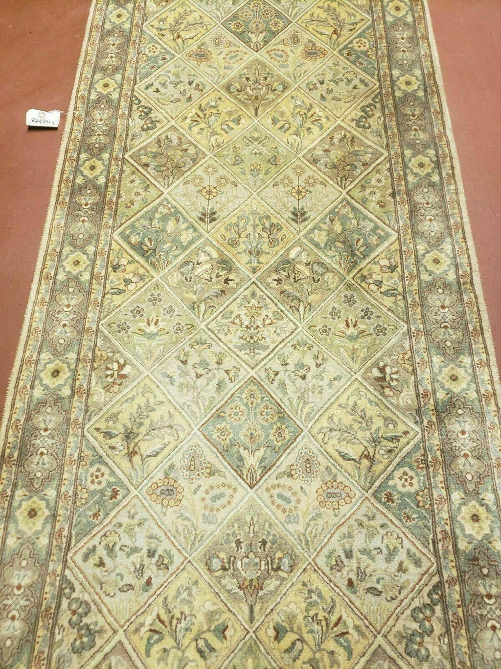 2' 7" X 9' Vintage Handmade India Floral Oriental Wool Runner Rug Hand Knotted