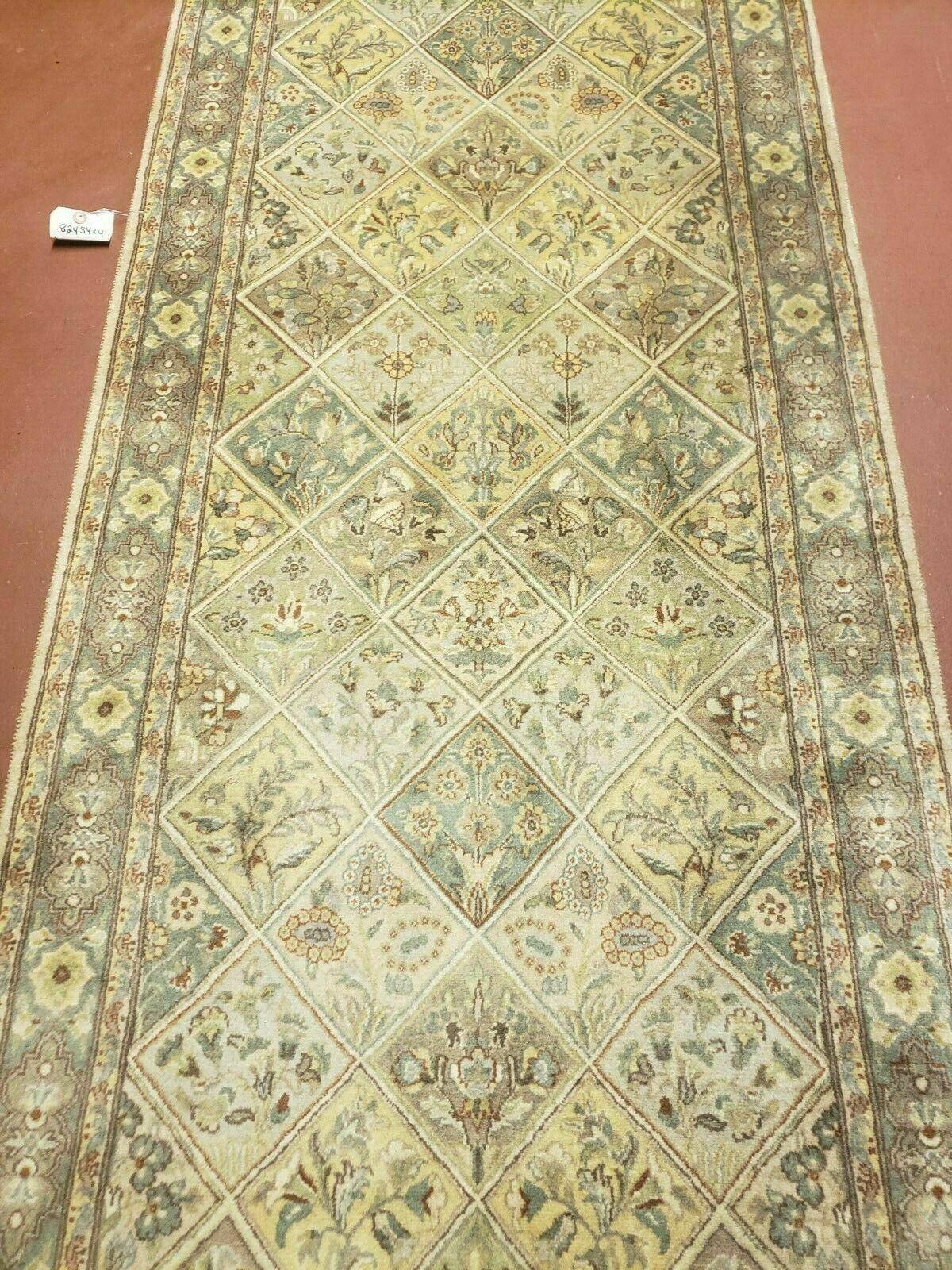 2' 7" X 9' Vintage Handmade India Floral Oriental Wool Runner Rug Hand Knotted