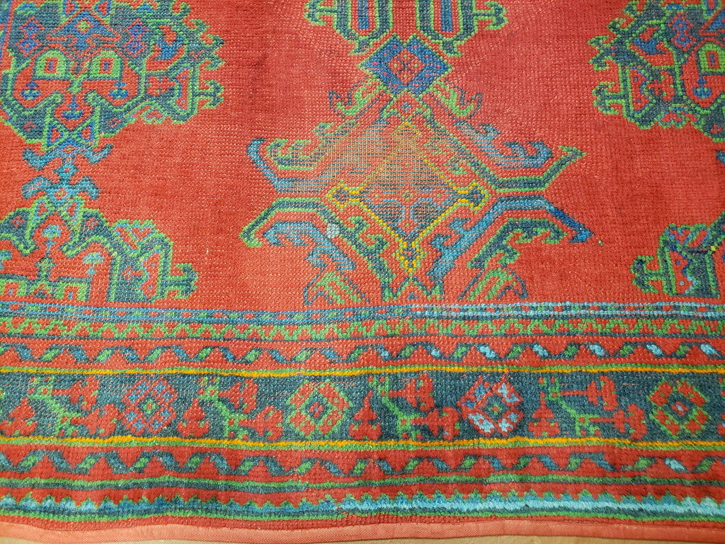 7x11 Turkish Oushak Rug, Vintage Red & Blue Oriental Carpet, Hand Knotted Wool Area Rug 7 x 11, Turkish Sparta Rug, Antique Turkish Rug Nice