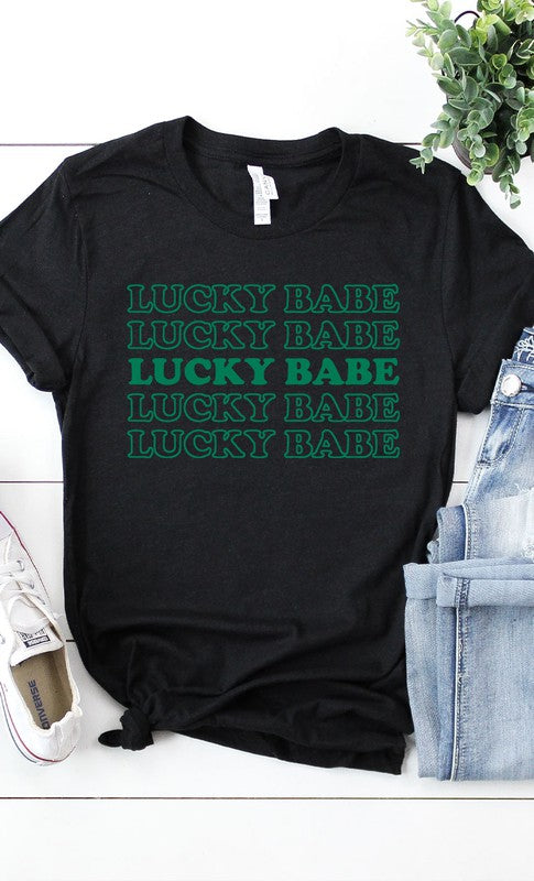 Retro Lucky Babe Graphic Tee T-Shirt