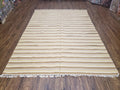 New Indian Striped Blanket, Multicolor Earthern Tones Kilim Rug, Wool Handmade South American Style Blanket, Queen Sized Bedspread 5x8 - 6x8