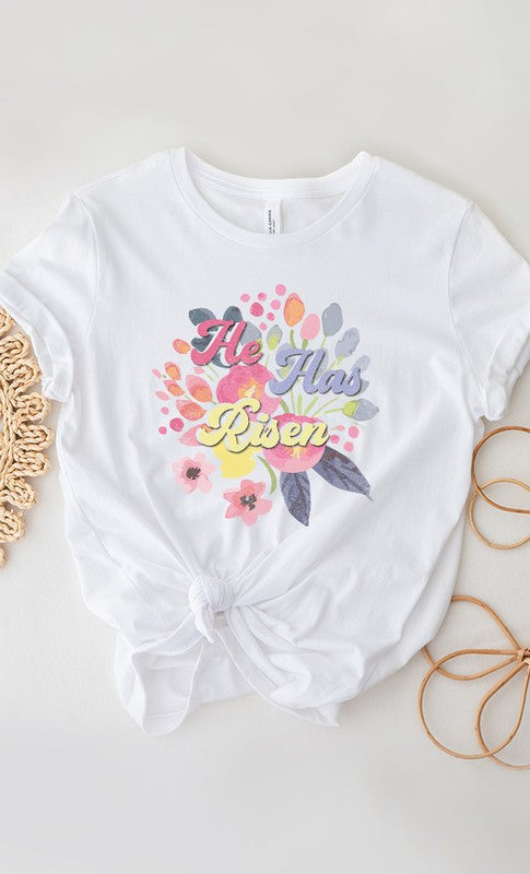 Floral He Has Risen Easter PLUS SIZE Graphic Tee T-Shirt