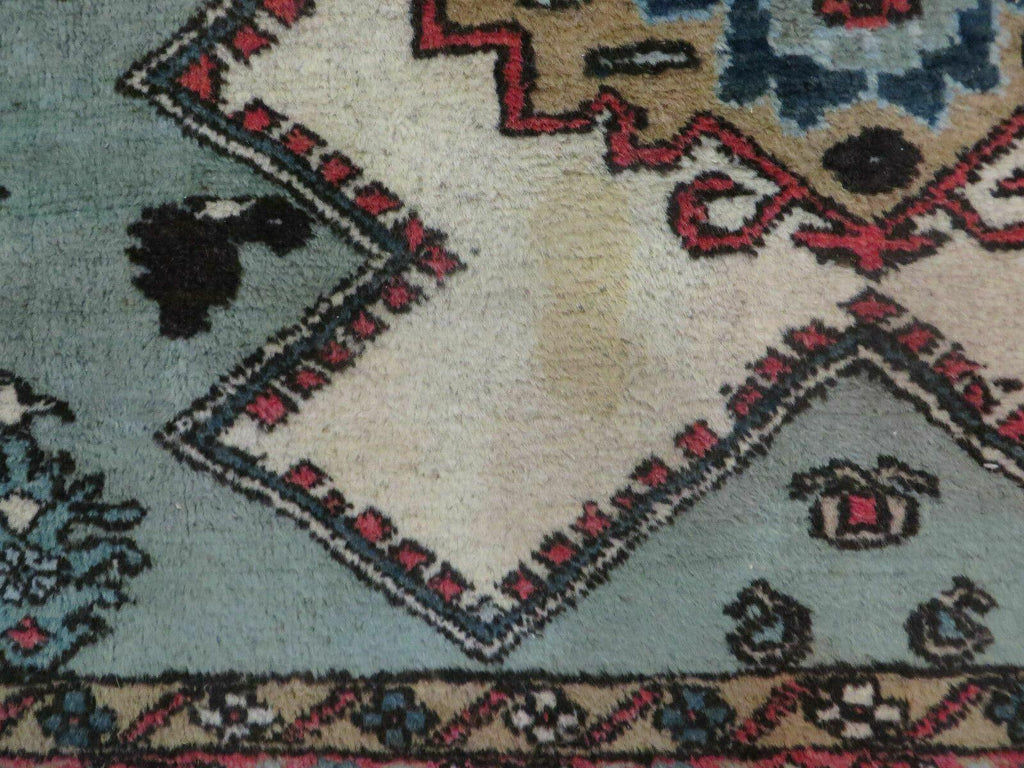 4' X 7' Vintage Handmade Knotted Rug India Caucasian Wool Soft Green Organic