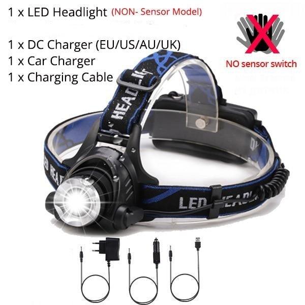 Adjustable USB Rechargeable IR Sensor Super Bright Headlight Battery For Long Working Time LED Headlamp Fishing  Waterproof Head Light Lamp Perfect For Running  Camping