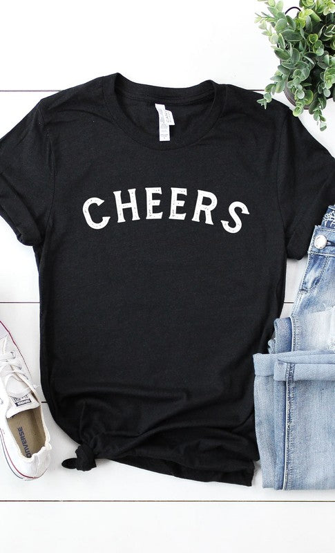 Distressed Cheers Graphic Tee T-Shirt PLUS