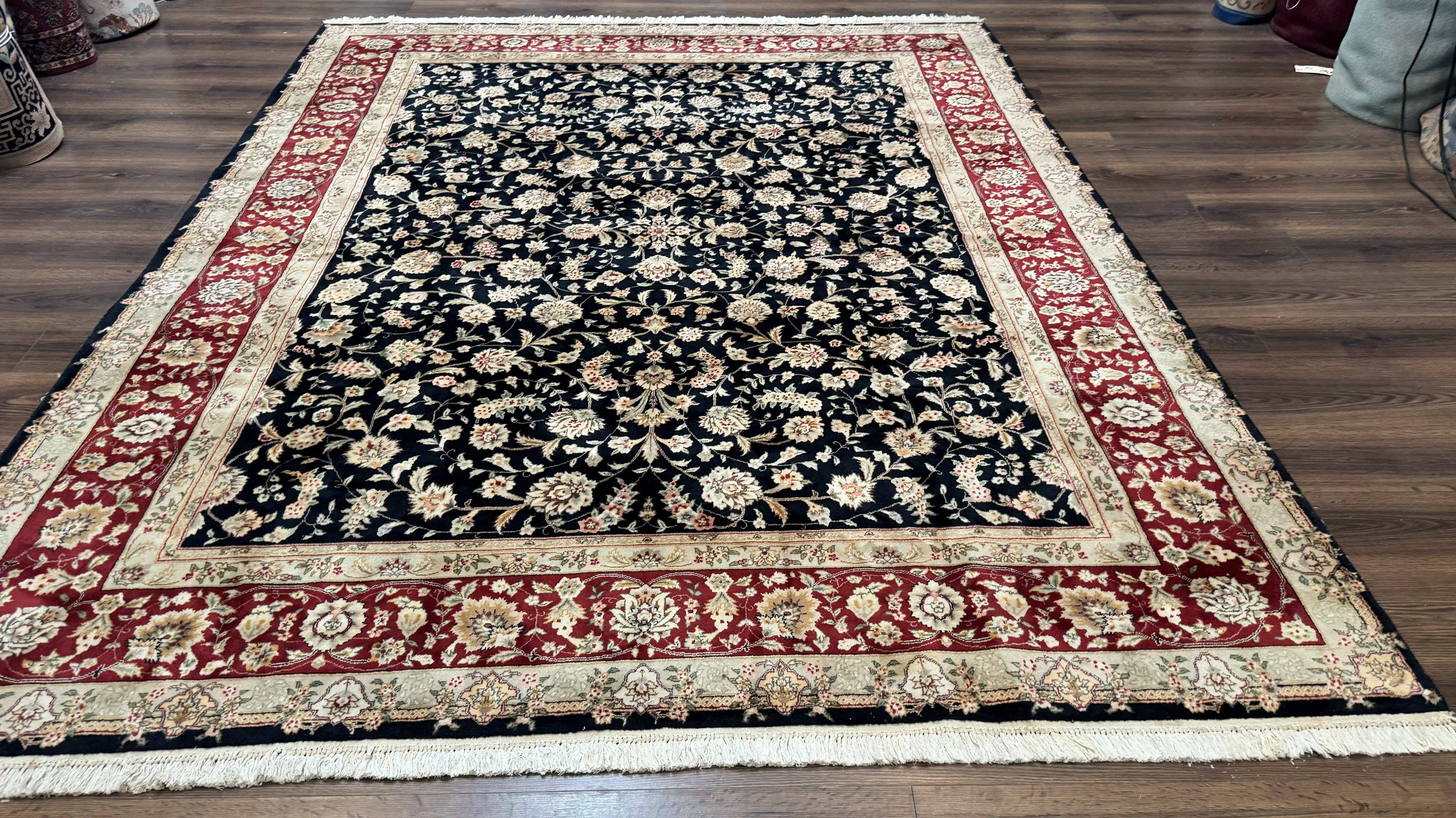 Sino Persian Rug 8x10, Black and Red, Floral Allover
