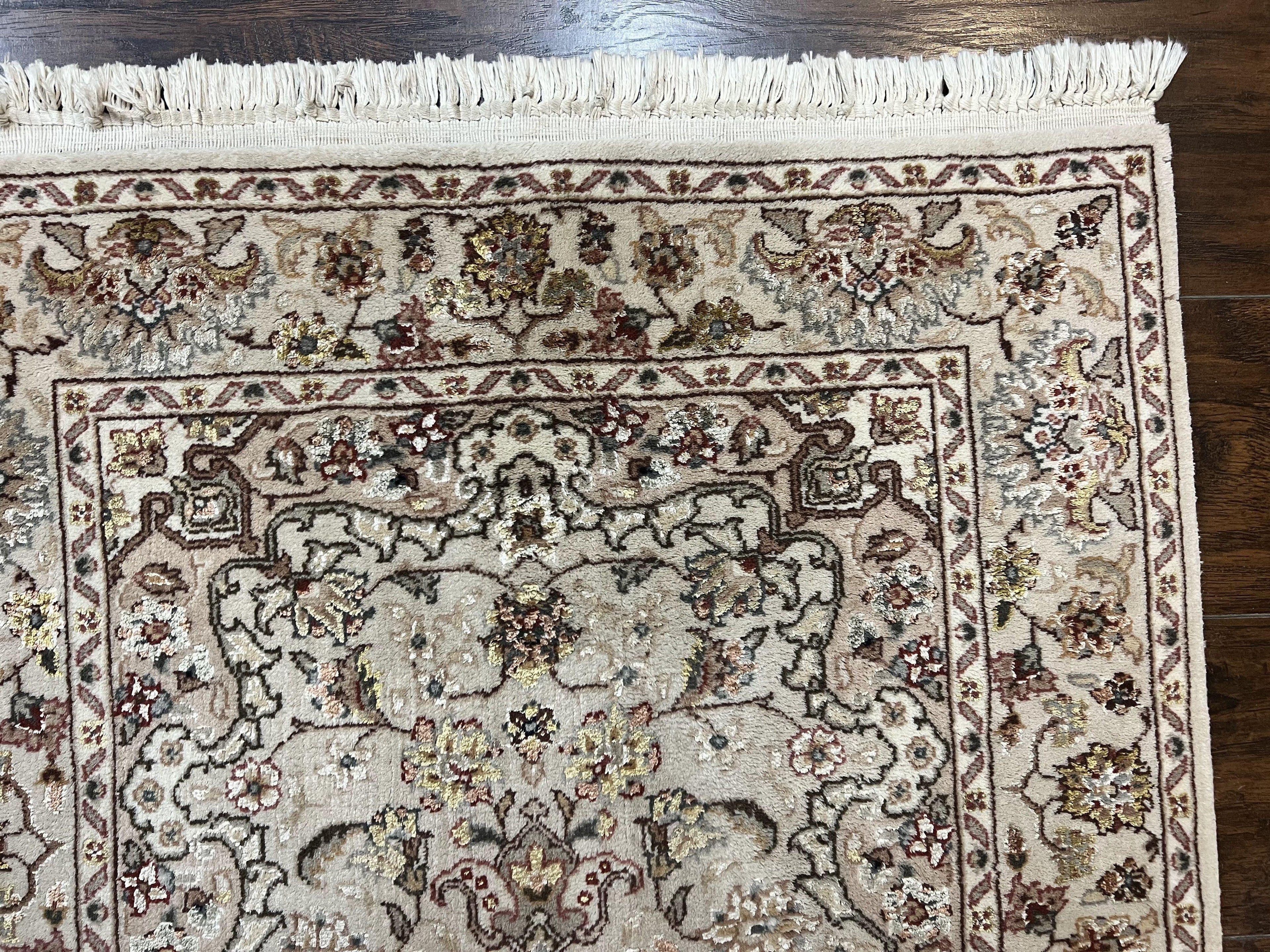 Sino Persian Rug 2.5 x 4, Hand Knotted Oriental Carpet, Small Persian Rug, Floral Medallion, Wool, Vintage
