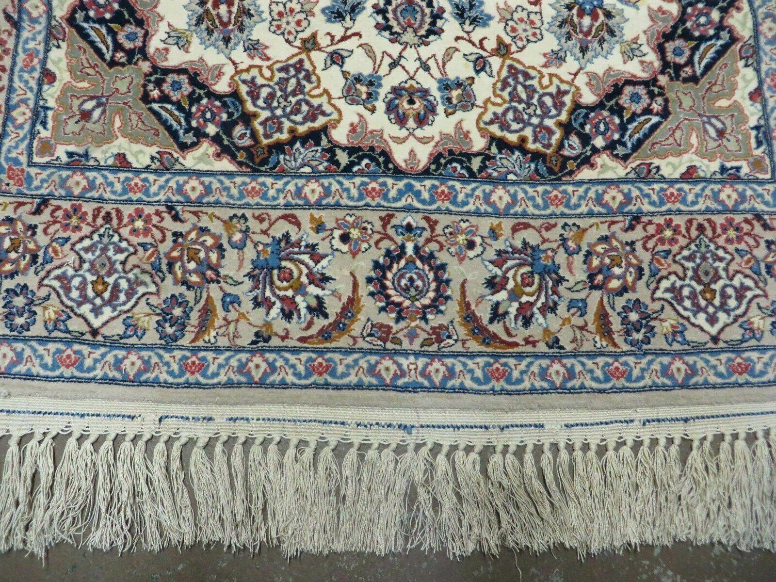 Persian Isfahan Rug 3x6, Fine 650 KPSI, Hand Knotted, Ivory