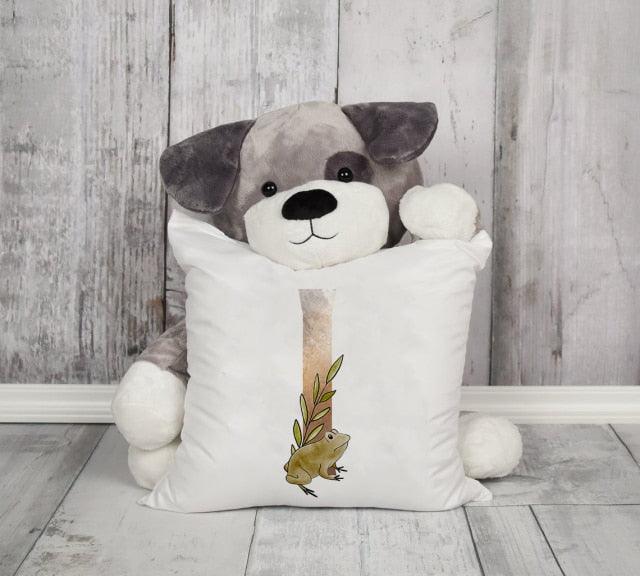 Animal Printed Pillow Cover Cartoon Giraffe Fox Bunny White Seat Polyester Decorative Cushion Cover Sofa Kids Room Alphabet Pillow Cover With Cute Animals Pillow Cases Outdoor Indoor Square Cushion Covers For Home Sofa Couch 45x45cm