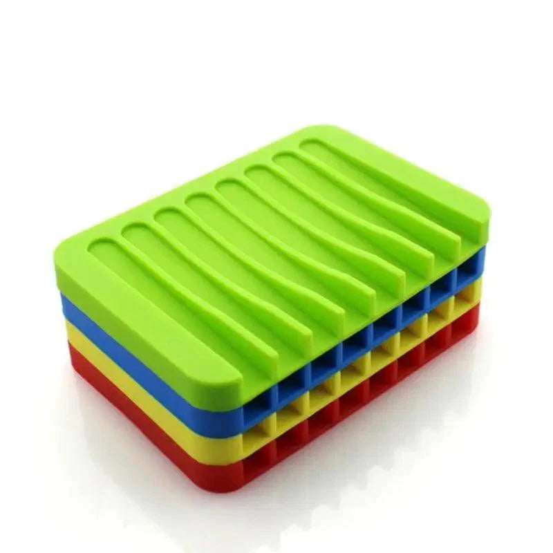Anti-Skidding Home Improvement Silicone Flexible Bathroom Fixtures Bathroom Hardware Tray Soap Dish for Shower Waterfall Soap Holder Soap Tray Soap Saver Drainer Flexible Silicone For Shower Bathroom Kitchen Counter Top Keep Soap Bars Dry Clean Easy Clean