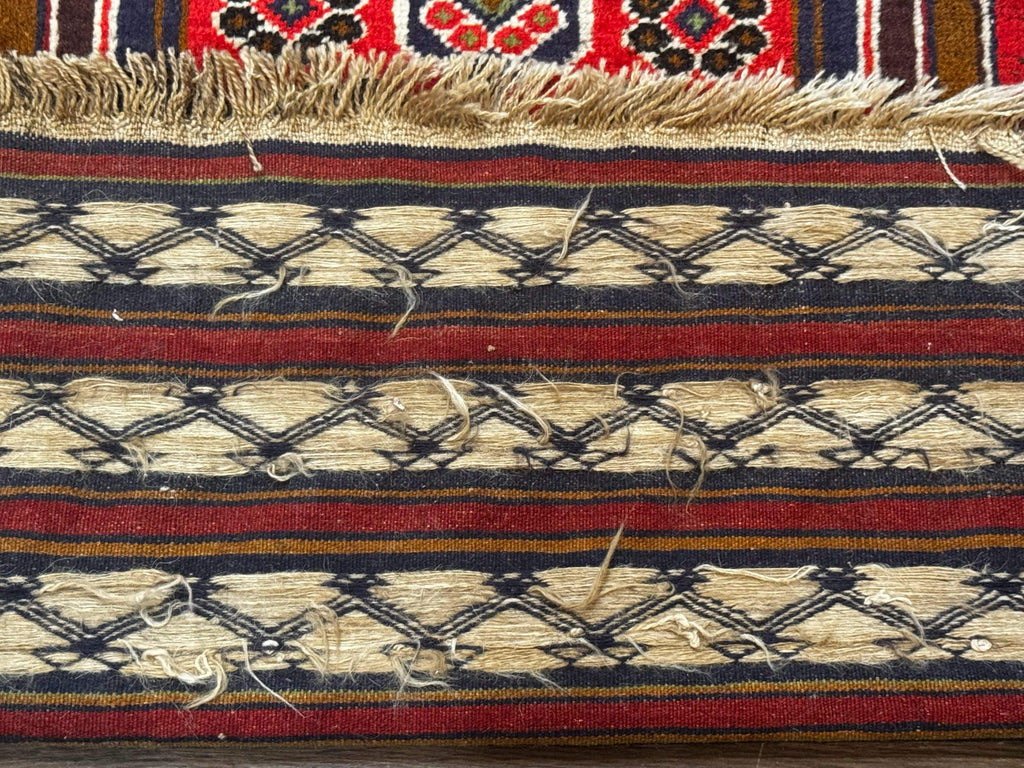 Afghan Rug 3x5, Tribal, Navy Blue, Wool, Handmade, Geometric, Rustic
