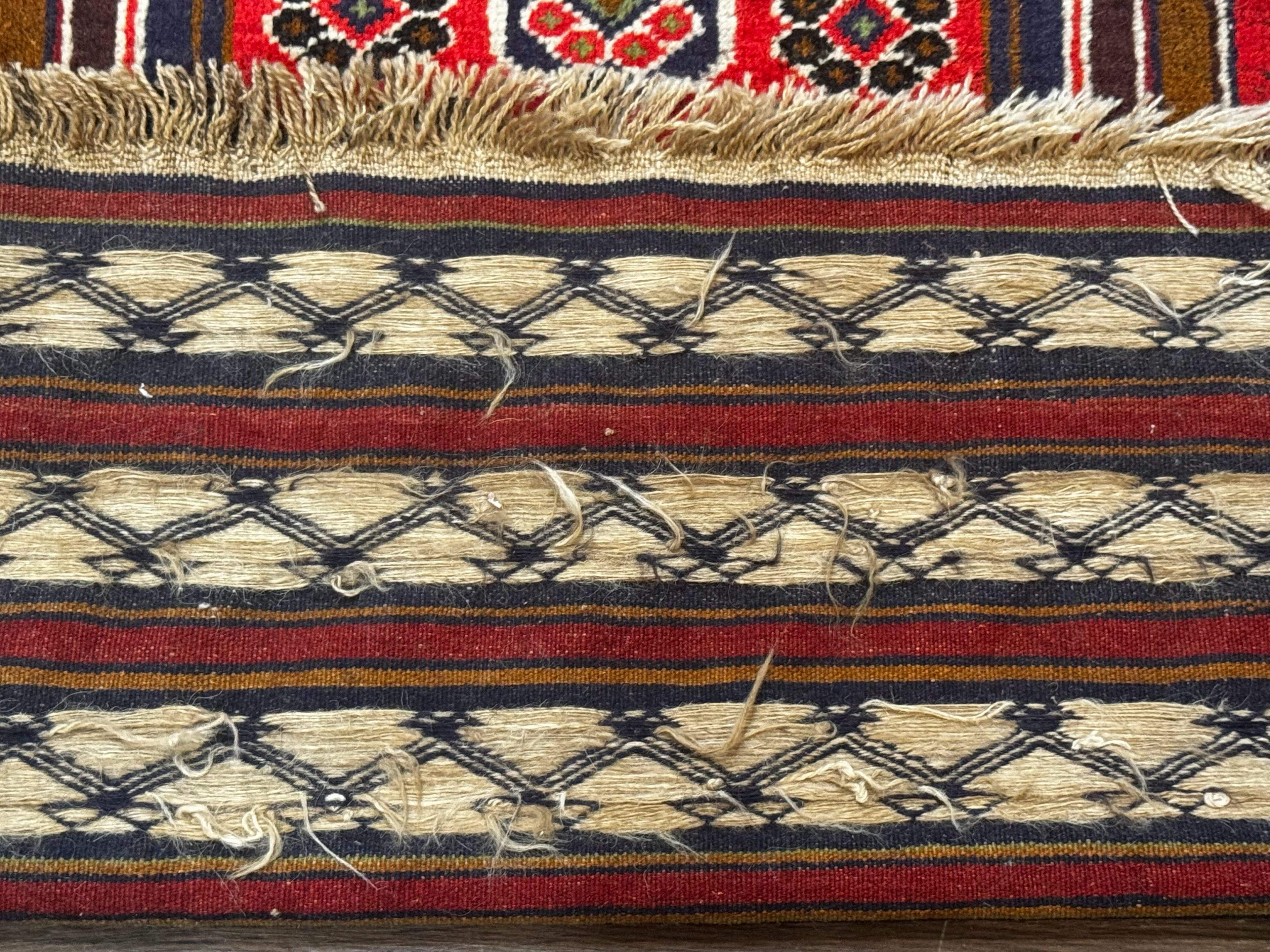 Afghan Rug 3x5, Tribal, Navy Blue, Wool, Handmade, Geometric, Rustic