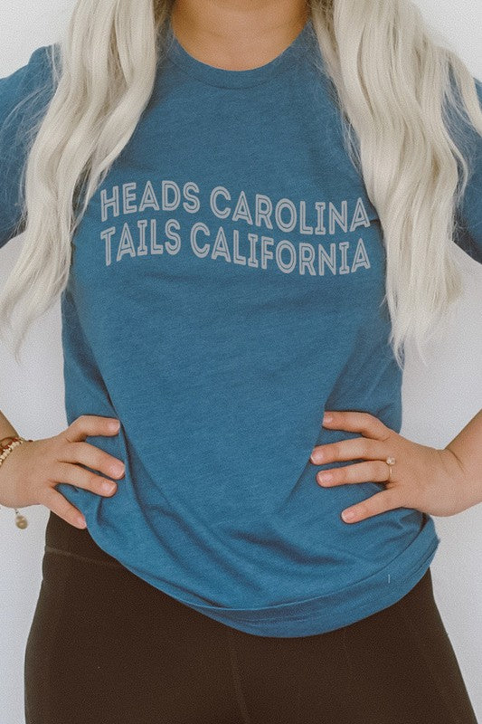 Heads Carolina Tails California Trip Graphic Tee T-Shirt