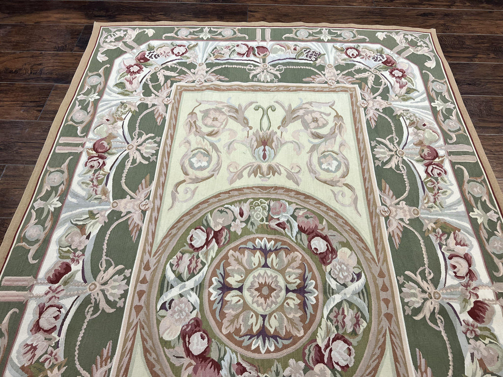 Aubusson Rug 5x8, Wool Handmade Vintage Carpet, Angel Motifs, Flatweave Rug 5 x 8, Medium Sized, European Design