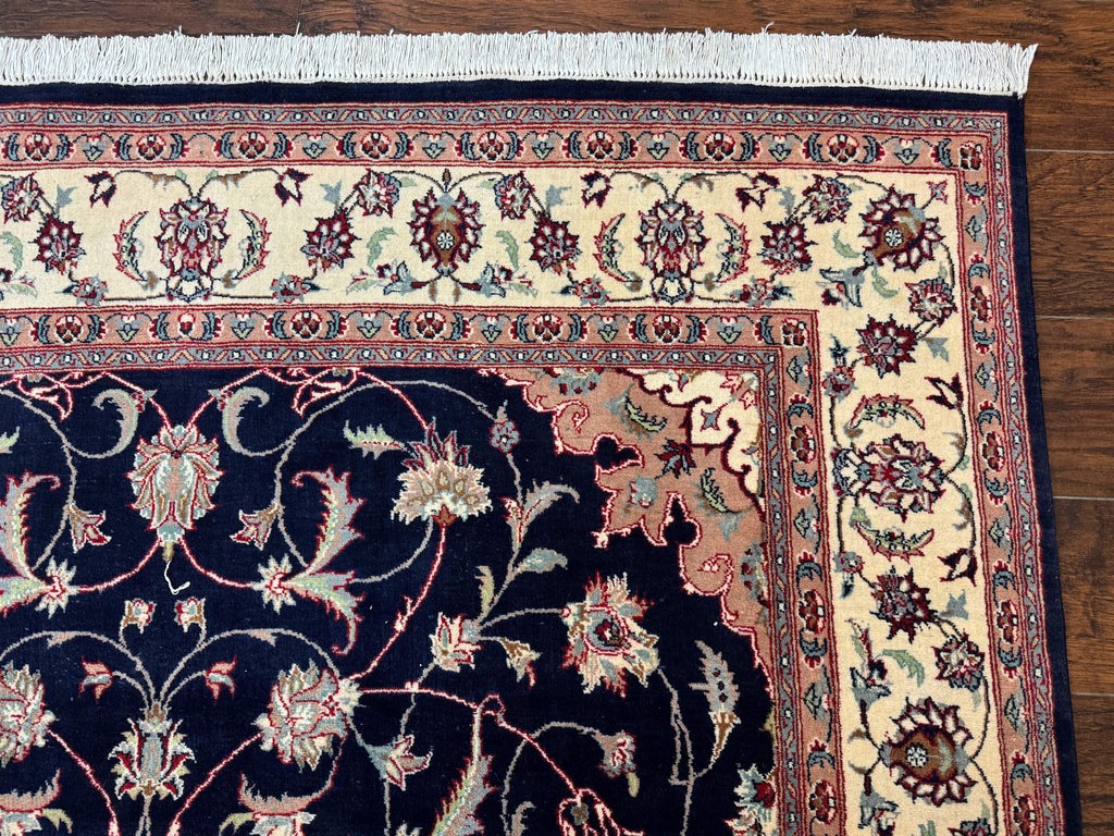 Navy Blue Pak Persian Rug 6x10, Floral Medallion, Traditional Persian Area Rug, Fine 240 KPSI