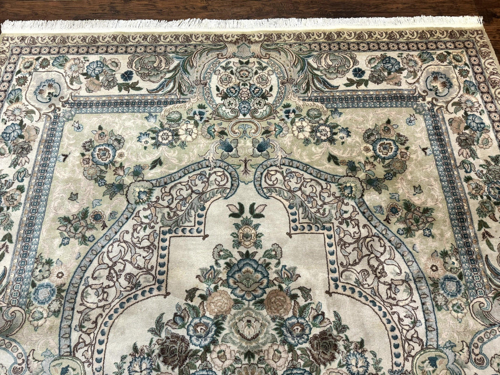 Pak Persian Rug 8 x 10.6, Elegant Oriental Carpet, Floral Medallion, Vintage Handmade Wool Rug, FIne 240 KPSI